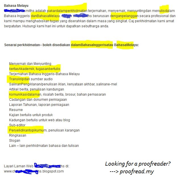 English proofreader in Malaysia